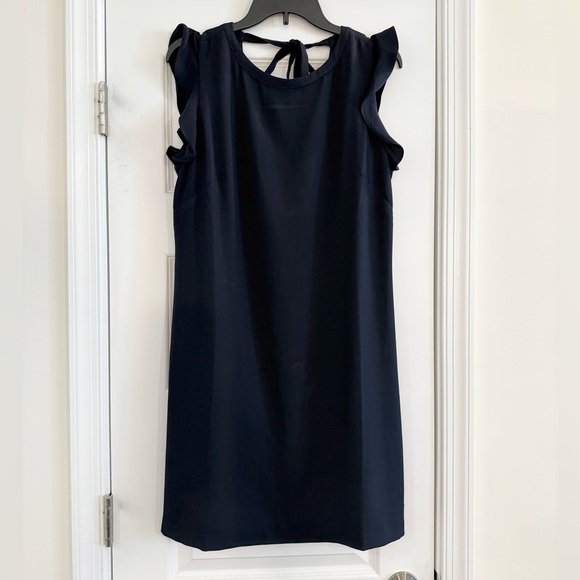LOFT Dresses & Skirts - Loft Ruffle Sleeve Navy Shift Dress Size 10